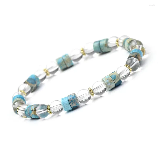 Bracelet élastique en pierre naturelle, brin rond en cristal et en forme de roue, jaspe, Turquoise africaine, Sodalite, perle