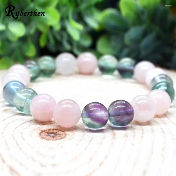 Strand Ruberthen 8 mm de qualité arc-en-ciel Fluorite Madagascar Rose Quartz Bracelet Crystaux Crystals Gemone Stress Stress Relate