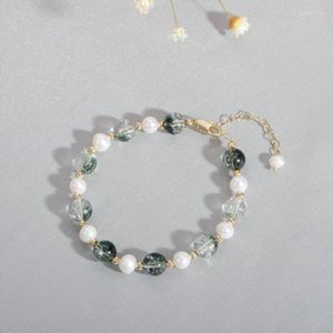 Strand Ruifan perles d'eau douce naturelles 8mm vert fantôme cristal perles bracelets pour femme femme chanceux mode bijoux YBR298