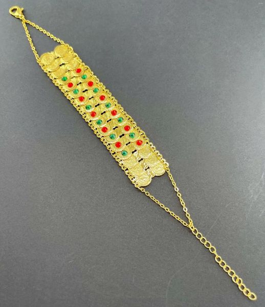 Strand Ruixi-pulsera de moda con piedras preciosas chapadas en oro, joyería antigua de Oriente Medio, regalo de fiesta con forma de moneda