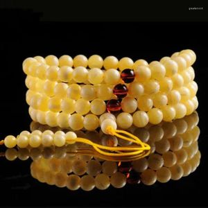 Brin matériel russe cire d'abeille 108 bouddha perle Bracelet collier hommes femmes huile de poulet jaune fleur artisanat accessoires