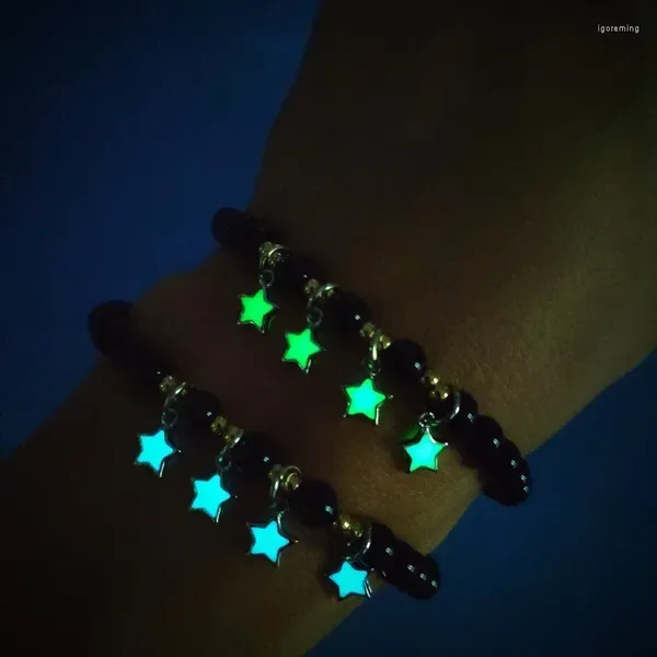 Strand S Gem Luminescence – chaîne à main pour hommes et femmes, perle en pierre naturelle fluorescente, Bracelet de Couple avec bande élastique, bijoux