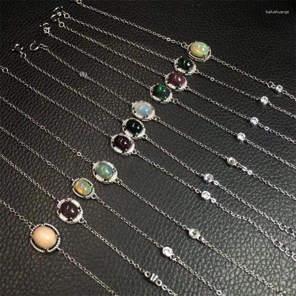 Bracelet en opale de couleur naturelle S925, 1 pièce, cristal Reiki, pierres précieuses de guérison, bijoux à la mode, Fengshui, cadeau pour femmes