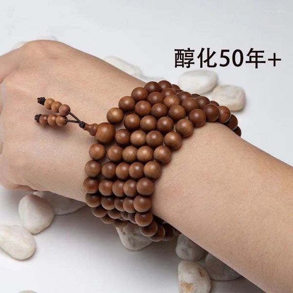 Pulsera de sandalia de hilo 108, juguete de mano para hombres, Mysol, carne roja y negra, cuentas de oración de sándalo con alto contenido de aceite