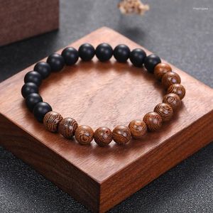 Bracelet en bois de santal et pierre de givre pour hommes et femmes, élastique, prière bouddhiste, perles en bois de bouddha, chapelet, bijoux unisexes de Yoga