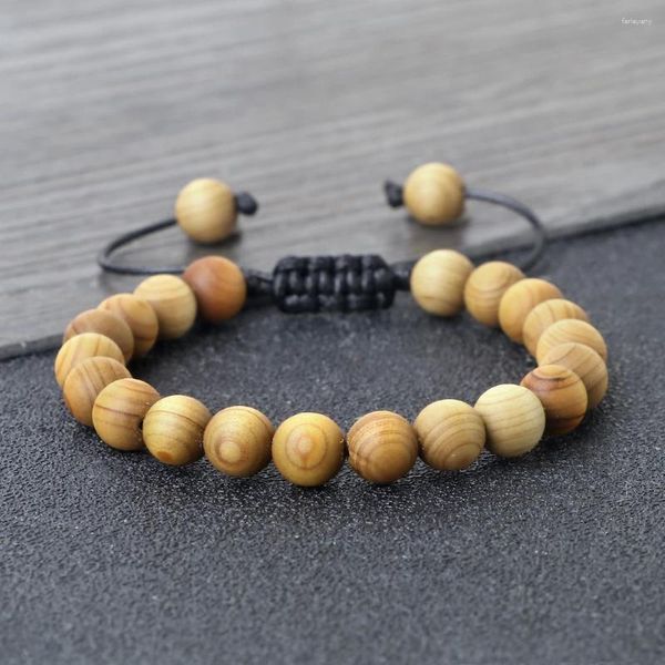 Pulsera de cuentas de madera Natural de sándalo, brazalete de meditación de Buda étnico tibetano, oración elástica ajustable, regalo de joyería para hombres y mujeres