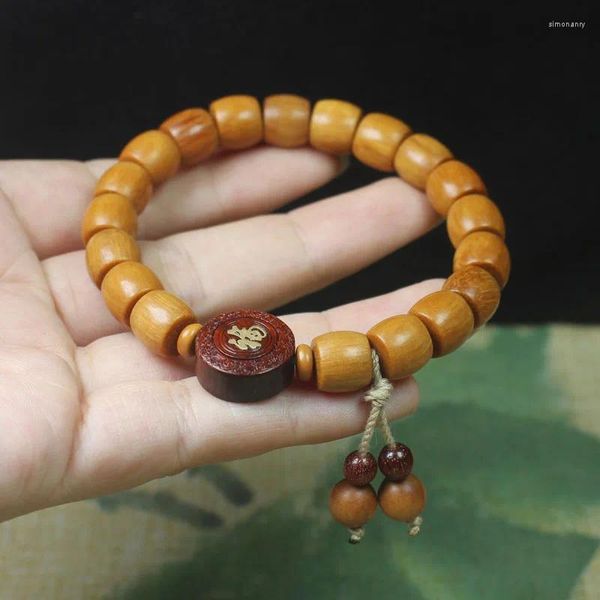 Bracelet en bois de santal coupe droite, carte de bénédiction, artisanat, perles de prière, bijoux