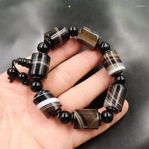 Bracelet de perles en forme de baril d'agate de Sardonyx pour hommes