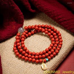 Brin vente naturel sculpté à la main 108 perles de cinabre Bracelet bijoux de mode bracelets accessoires hommes femmes cadeaux chanceux