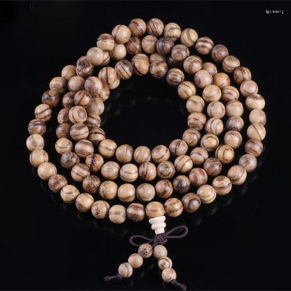 Strand Sennier Natural vietnamita incienso de madera de agar 108 cuentas 6mm 8mm Buda oración Malas pulseras Rosario brazalete de madera joyería