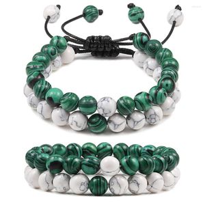 Strand Set Bracelets 8mm Naturel Vert Malachite Pierre Bracelets Pour Hommes Couples Charme Yoga Énergie Prière Bijoux Cadeau