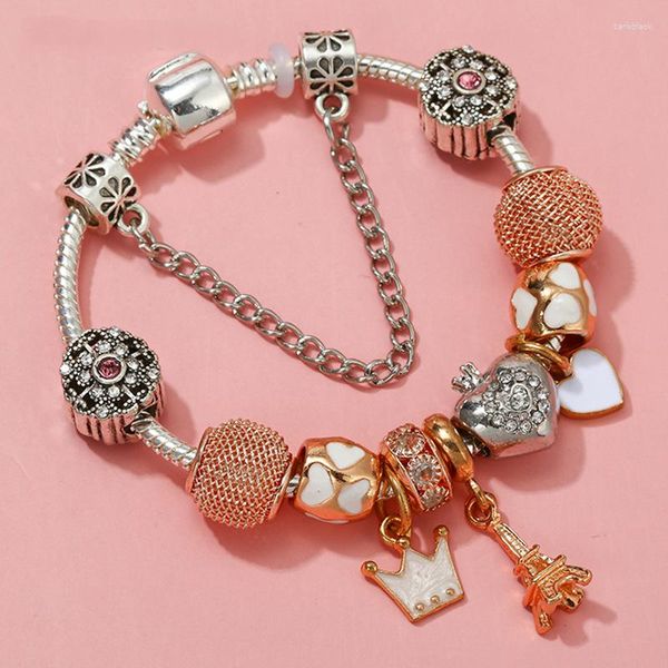 Bijoux en forme de cœur en argent, perles en verre doux, Bracelet Original pour filles, tour Eiffel, accessoires de mode, cadeau