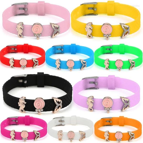 Bracelets en maille de perles d'animaux en forme de sucette papillon plaqué argent, avec chaîne en Silicone, bijoux pour femmes, offre spéciale