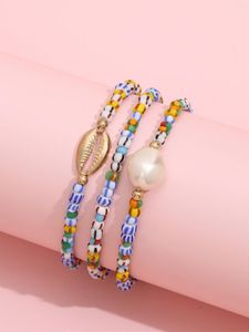 Strand Simple et élégant tout perlé à la main perles de couleurs mélangées conception de Niche personnalité multicouche coquille porter dames Bracelet