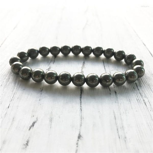 Pulsera de pirita de alta calidad con diseño Simple de hebra, pulseras de Yoga Mala, joyería de moda para hombres, oración