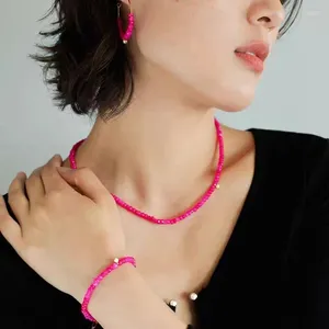 Pulsera con cuentas de ópalo rojo para mujer y niña, pulsera con cuentas de ópalo rojo, Rosa Retro geométrica Simple, regalo de joyas para fiesta de cumpleaños 2023