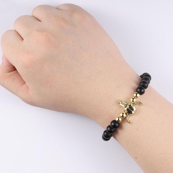 Strand Singreal Pulsera de piedra natural Hombres Joyas Bull Head Charmos para mujeres Beads Strands Strands