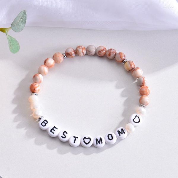 Strand Sister Daughter Acrylique Acrylique Natural Stone Beads Bracelet for Women Bead Jewelry Gift