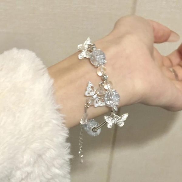Brin petit bracelet de papillon en verre transparent accessoires de mode femelles faites à la main