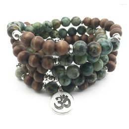 Strand SN1371 Mode Armband Voor Vrouwen Hoge Kwaliteit Balance Healing Yoga 108 Mala Armbanden Natuurlijke Afrikaanse Tuquoise Hout Kraal