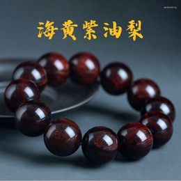 Strand SNQP Zee Geel Paars Olie Peer Handstring Heren Hainan Glad Patroon Oud Materiaal Vintage Spelen Boeddha Kralen 108