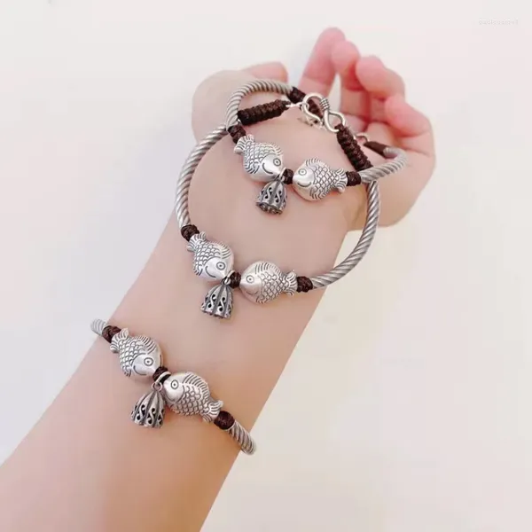 Strand SO Piscis Lotus pulsera Ins diseño pequeño Vintage cuerda tejida a mano moda masculina estilo étnico joyería lujo hombre