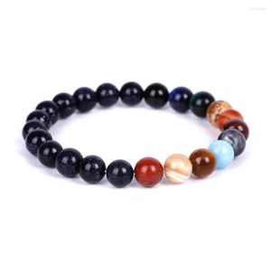 Strand Système Solaire Bracelet Hommes Univers Neuf Planètes Pierre Naturelle Étoiles Terre Lune Bracelets Pour Femmes Mode Couple Bijoux