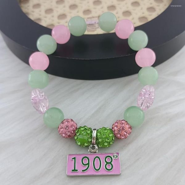 Strand Sorority-pulsera con abalorio de letra griega para mujer, cuentas de cristal de colores mezclados, joyería de moda, regalo de felicitación