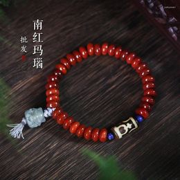 Bracelet de perles d'espacement en Agate rouge du sud, pendentif à neuf queues, ornement de perles de bouddha