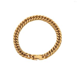 Bracelet en acier inoxydable PVD 18K plaqué or ternir étanche simplement chaîne cubaine Bracelet pour femme bijoux en gros à la mode