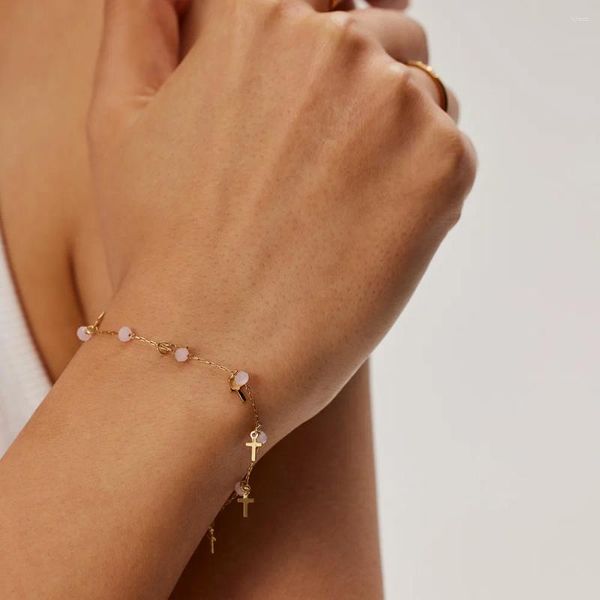 Bracelet à breloques en acier inoxydable PVD plaqué or 18 carats pour femmes, bijoux tendance, vente en gros, 2024