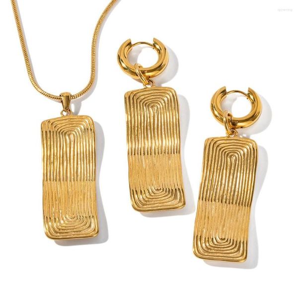 Collier avec pendentif rectangulaire en acier inoxydable PVD, plaqué or 18 carats, étanche, pour femmes, bijoux tendance, vente en gros