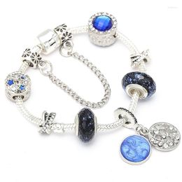 Bracelet étoile bleu pour femme, chaîne en argent S925, perles, bijoux originaux, accessoires faits à la main, vente en gros
