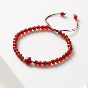Strand Star Naturel Rouge Onyx Or Couleur Perles Bracelet Femme Cristal Filles Bracelets Tissés Cadeau D'anniversaire