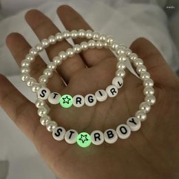 Bracelets d'amitié avec lettres StarGirl Star Boy, à la mode, réglables, perles blanches, bijoux pour fille et garçon, vente en gros, 2024