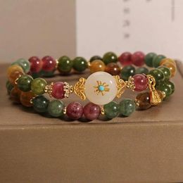 Bracelet en pierre de brin coloré vintage tourmaline pour femmes conception de luxe exquise de luxe pour libérer le stress