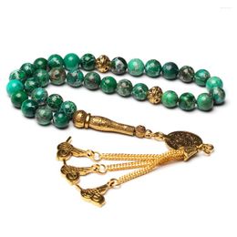 Chapelet en pierre Turquoises synthétiques Tasbih, chapelet musulman Gfit Ramadan 33 66 99 perles de prière Misbaha Bracelets pour hommes bleu Tesbih