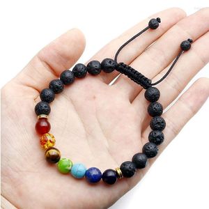 STRAND -stijl gevlochten armband lave steen yoga chakra reiki energie kleurrijke kralen handreeks 24 stks/lot