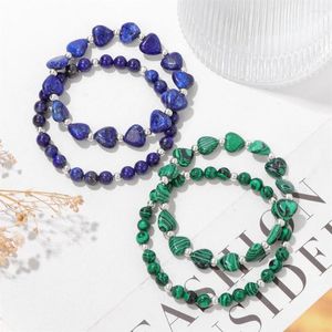 Bracelets de forme de coeur de style brin Bracelets Lapis de pierre naturelle Lazuli Malachites 2pcs / set pour femmes hommes hommes de mode Gift