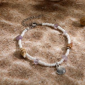 Strand Summer Beach Conch Sea Shell Rice Beads Bracelet pour femmes Boho Fish Tail Starfisfreed Chain Holiday Party Bijoux