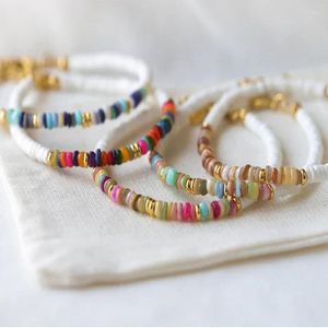 Strand Summer Beach Blanc Doux Perles En Céramique Bracelet En Pierre De Couleur Mixte Pour Les Femmes Et Les Hommes Partie Universelle À La Main En Acier Inoxydable