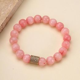 Strand Summer Fashion kralen Bracelet Pink Sunstone Natural Bead Simple Style Dames sieraden Pulsera