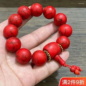 Strand – Bracelet Turquoise rouge naturel pour hommes et femmes, collier artisanal, perles rondes en vrac, vente d'été