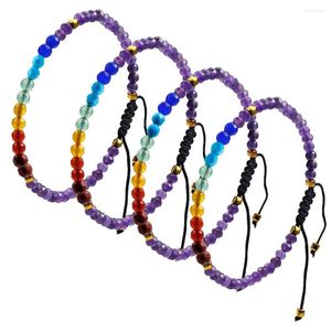 Strand SUNYIK Bracelet en macramé perlé avec pierre de cristal à facettes 4 mm Bracelet de yoga 7 chakras