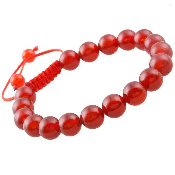 Strand SUNYIK Pulsera de cuentas de piedra de cristal natural de 8 mm Suerte Cuerda roja Macramé Ajustable Joyería minimalista de meditación de yoga para mujeres