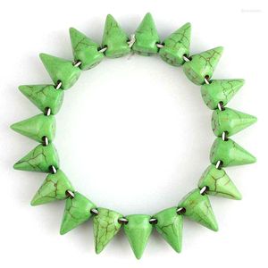 Strand SUNYIK vert Howlite pierre Stud Rivet Spike perle Style Punk Bracelet Bracelet Bracelet pour Cool hommes femmes