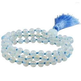 Strand SUNYIK Opal Opalite Stone Wrap Bracelet Collier Fit Méditation Prière Bijoux Avec Perles Carrées Ruban Gland Charmes