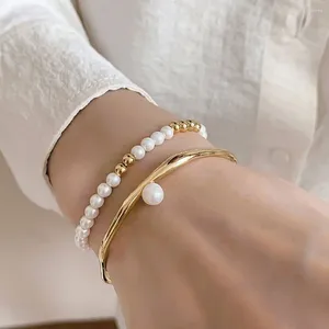 Strand Sweet 2pcs / Set Hand Jewerly Ot Backle for Girls Luxury Pearl Women Bracelets Corée ouverture de bracelets