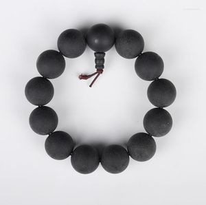 Strand Taiwán Pulsera de cuentas de madera de molienda sintética 18 mm Mano Buena suerte Sedante Negro Pulseras de textura esmerilada