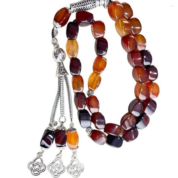 Brin Tasbih 12mm Agate pierre perles 33 moyen-orient musulman main chaîne inventaire en gros